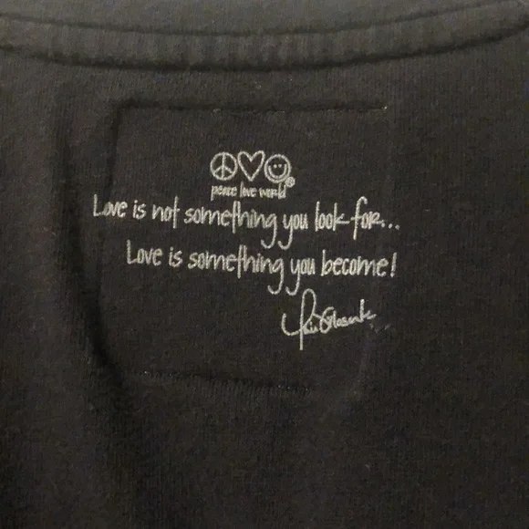 Womens Peace Love World Blessed Heart Sweatshirt sz M black - Picture 5 of 7